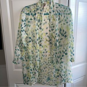 Chico’s Size 1 Women’s Medium Sheer‎ Cardigan Open Blouse White Multiple Color